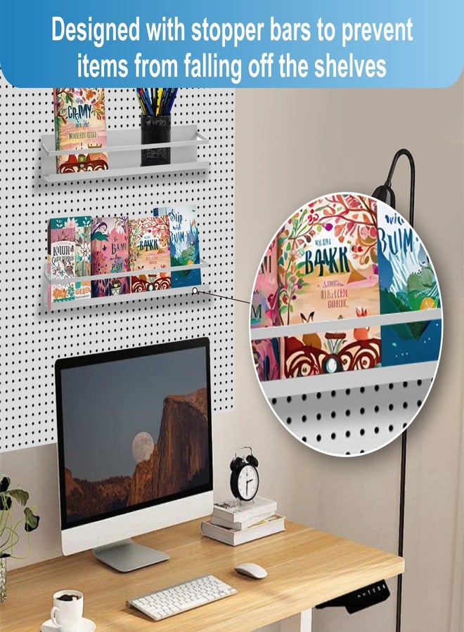 VANPET Metal Magnetic Book Shelf for Whiteboard, Metal Magnetic Bookshelf, Book Display Shelf for Teacher Kids Classroom Office (White) - Image 2